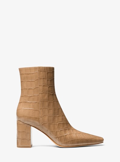 Elise Crocodile Embossed Leather Boot in HUSK | Michael Kors
