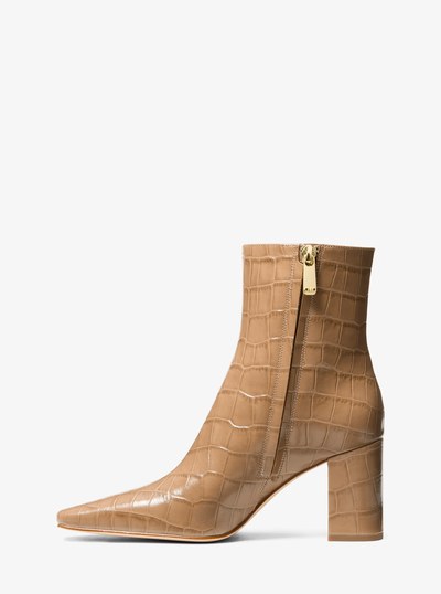 Elise Crocodile Embossed Leather Boot in HUSK | Michael Kors