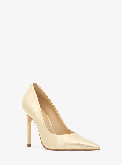 Elyse Crackled Metallic Leather Pump in PALE GOLD | Michael Kors