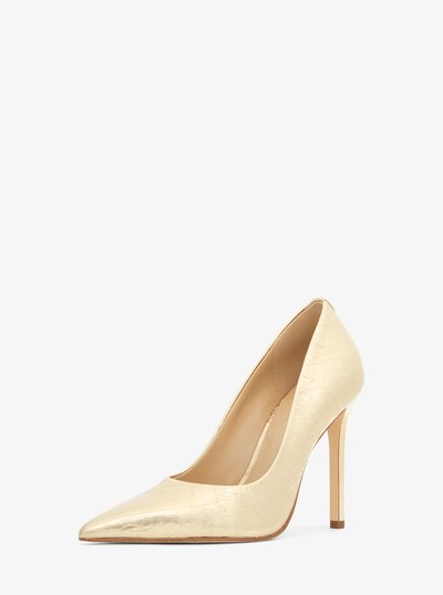 Elyse Crackled Metallic Leather Pump in PALE GOLD | Michael Kors
