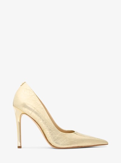 Elyse Crackled Metallic Leather Pump in PALE GOLD | Michael Kors