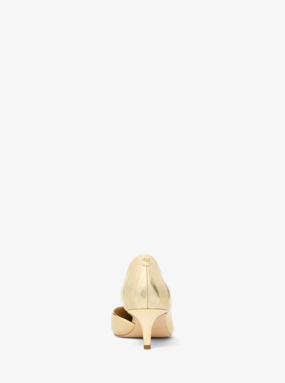 Elyse Crackled Metallic Leather Kitten Pump in PALE GOLD | Michael Kors