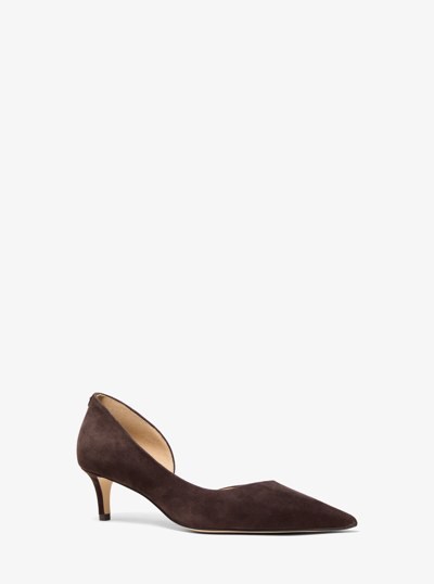 Elyse Suede Kitten Pump in CHOCOLATE | Michael Kors