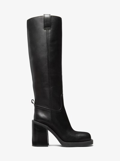 Houston Leather Block Heel Boot in BLACK | Michael Kors