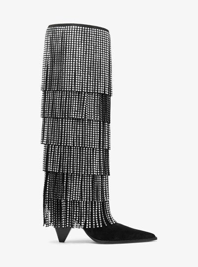 Botta Jayla en cuir &agrave; franges et &agrave; ornements in NOIR | Michael Kors