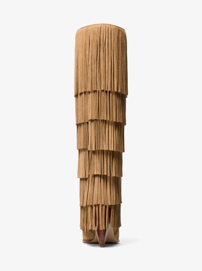 Jayla Fringed Suede Tall Boot in HUSK | Michael Kors