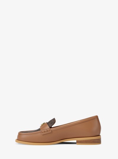 Lex Leather and Signature Logo Loafer in BROWN | Michael Kors