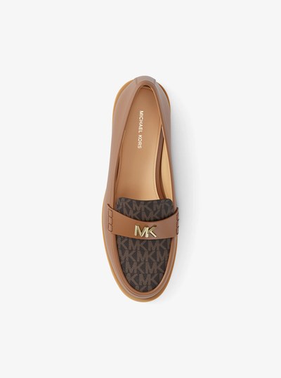 Lex Leather and Signature Logo Loafer in BROWN | Michael Kors