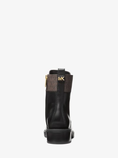 Lyle Leather and Signature Logo Combat Boot in BROWN/BLK | Michael Kors