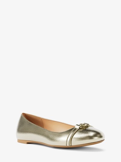 Mandy Metallic Leather Moccasin in PALE GOLD | Michael Kors