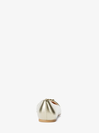 Mandy Metallic Leather Moccasin in PALE GOLD | Michael Kors