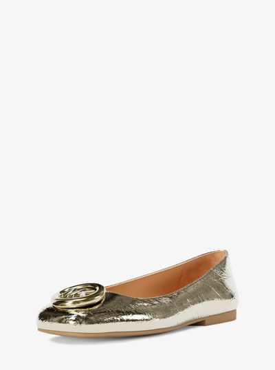 Milan Crackled Metallic Leather Ballet Flat