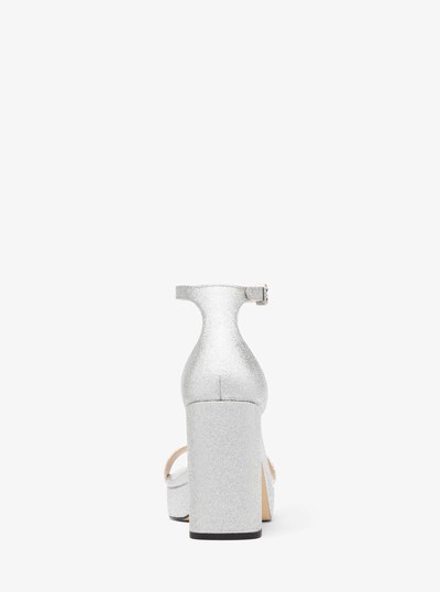 Merriam Glitter Embellished Leather Platform Sandal in SILVER | Michael Kors