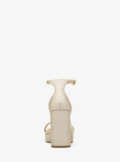 Merriam Glitter Embellished Leather Platform Sandal in PALE GOLD | Michael Kors
