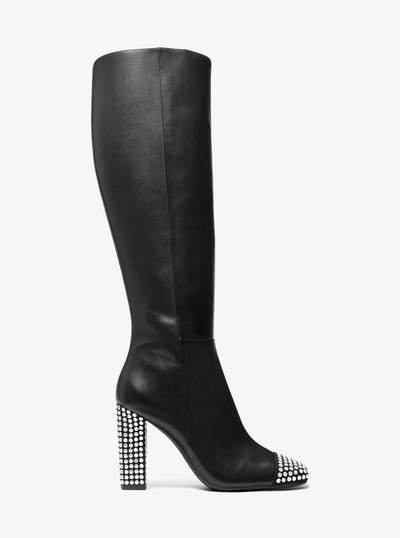 Matilda Embellished Leather Boot in BLACK | Michael Kors