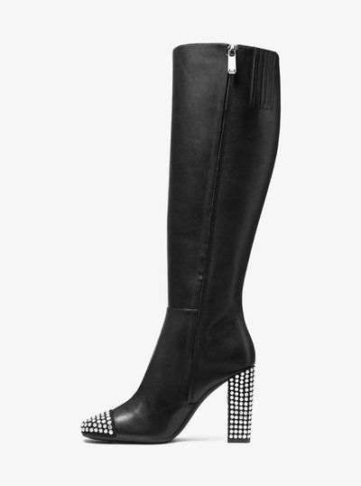 Matilda Embellished Leather Boot in BLACK | Michael Kors