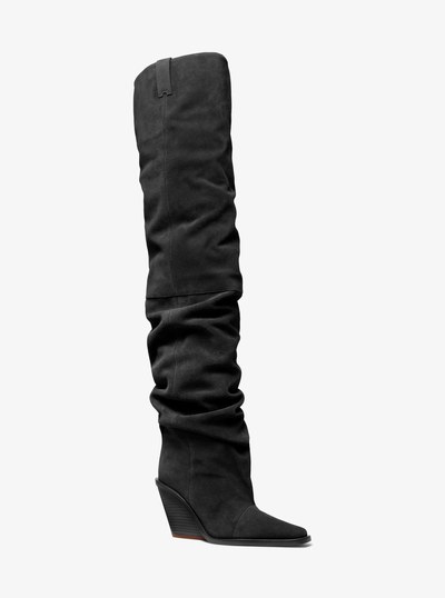 Noemie Suede Over-the-Knee Boot in BLACK | Michael Kors