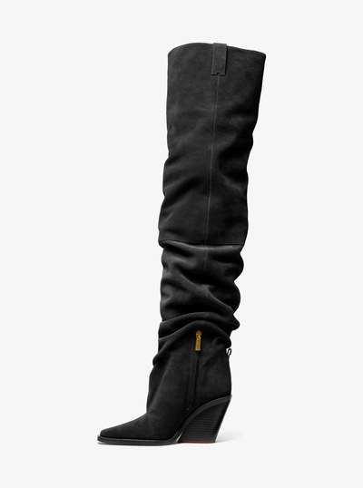 Noemie Suede Over-the-Knee Boot in BLACK | Michael Kors