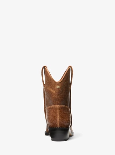Noemie Distressed Leather Boot in LUGGAGE | Michael Kors