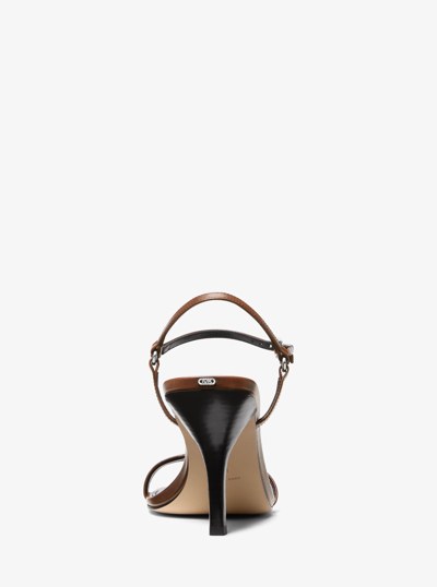Selina Burnished Leather Sandal in LUGGAGE | Michael Kors
