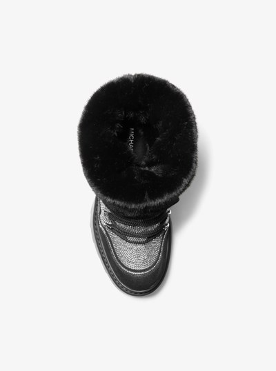 Shiloh Embellished Mixed-Media Boot in BLACK | Michael Kors