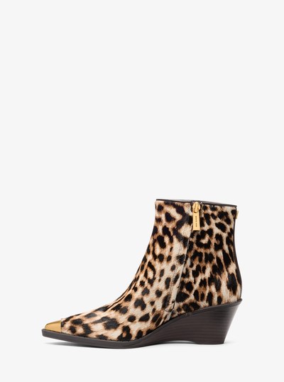 Austin Leopard Print Calf Hair Wedge Boot in DK CAMEL MLT | Michael Kors