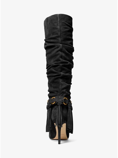 Dawn Fringed Suede Boot in BLACK | Michael Kors