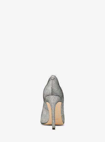 Elyse Crackled Metallic Leather Sandal in SILVER | Michael Kors