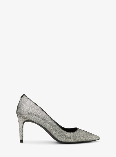 Alina Flex Metallic Leather Pump in SILVER | Michael Kors