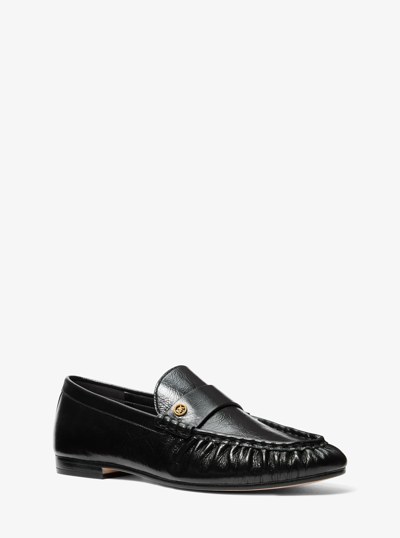 Jennings Crinkled Leather Loafer in BLACK | Michael Kors