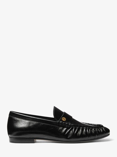 Jennings Crinkled Leather Loafer in BLACK | Michael Kors