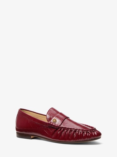 Jennings Crinkled Leather Loafer in DEEP RED | Michael Kors