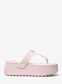 Chancla Koya de denim con logotipo exclusivo y plataforma