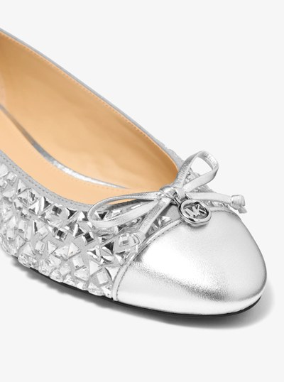 Piper Flex Embellished Metallic Ballet Flat in NICKEL | Michael Kors