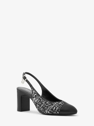 Piper Flex Metallic Tweed and Leather Slingback Pump in BLACK | Michael Kors