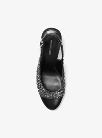 Escarpins &agrave; bride arri&egrave;re Piper flexible en tweed m&eacute;tallis&eacute; et cuir
