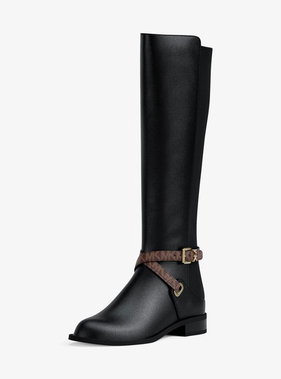 Rachel Signature Logo Trim Boot in BLK/BROWN | Michael Kors