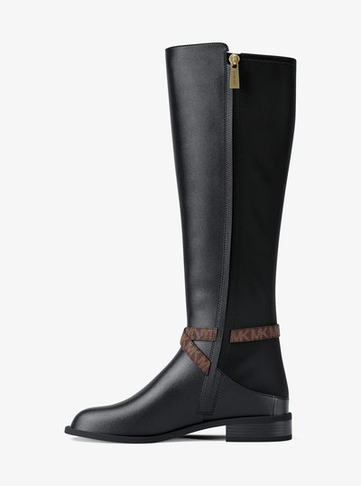 Rachel Signature Logo Trim Boot in BLK/BROWN | Michael Kors
