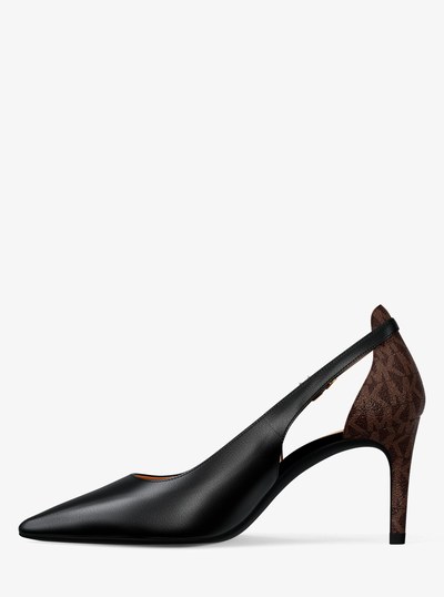 Rachel Leather and Signature Logo Flex Pump in BLK/BROWN | Michael Kors