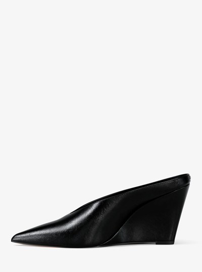 Xandra Leather Wedge Mule in BLACK | Michael Kors