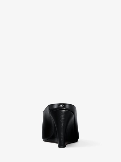 Xandra Leather Wedge Mule in BLACK | Michael Kors