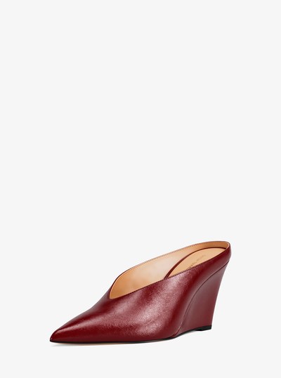 Xandra Leather Wedge Mule in DEEP RED | Michael Kors