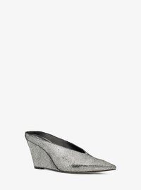 Xandra Metallic Leather Wedge Mule