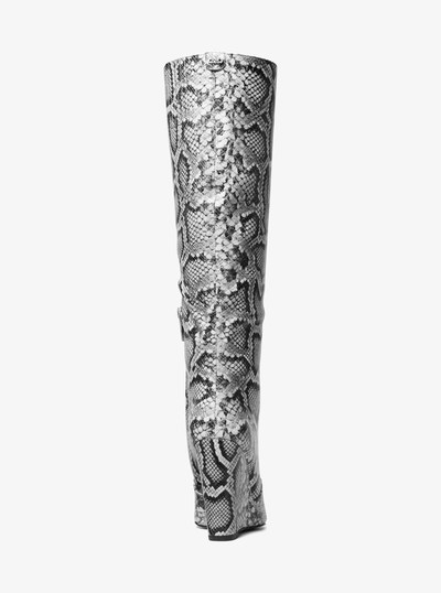 Isra Snake Embossed Leather Wedge Boot