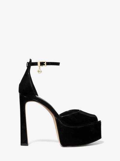 Martina Patent Leather Peep-Toe Platform Pump
