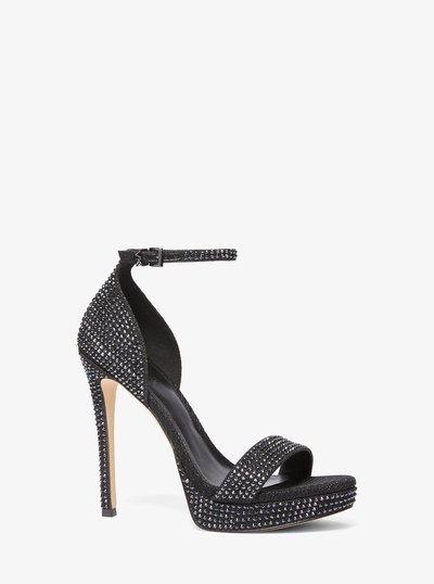 Jordyn Embellished Glitter Chain Mesh Platform Sandal