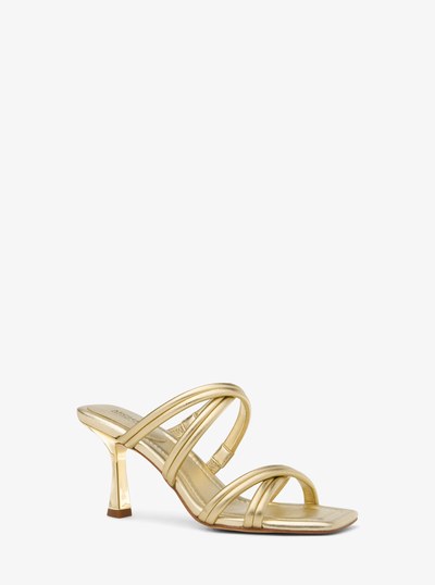 Corrine Metallic Leather Sandal in PALE GOLD | Michael Kors