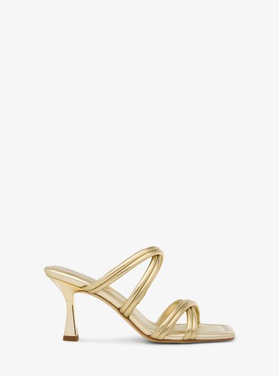 Corrine Metallic Leather Sandal in PALE GOLD | Michael Kors