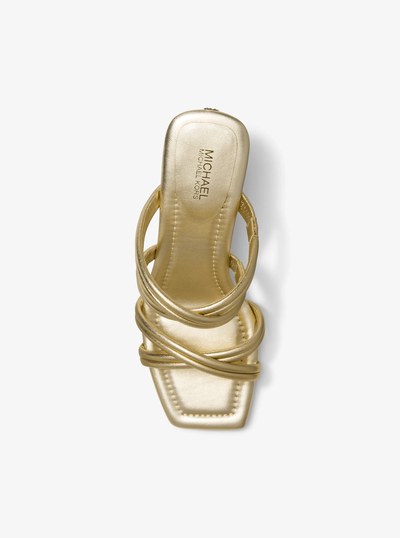 Corrine Metallic Leather Sandal in PALE GOLD | Michael Kors