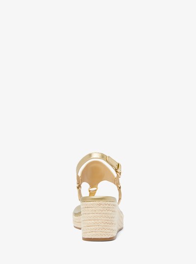 Casey Metallic Leather Wedge Sandal in PALE GOLD | Michael Kors